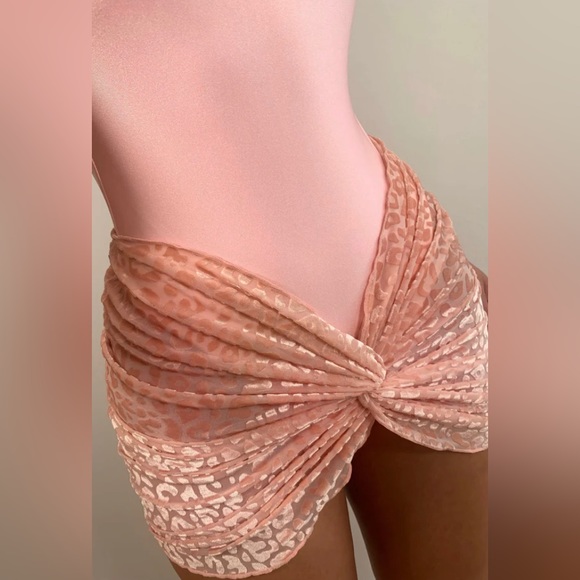 Pink Leopard Ruched Swim Skirt - Picture 6 of 6